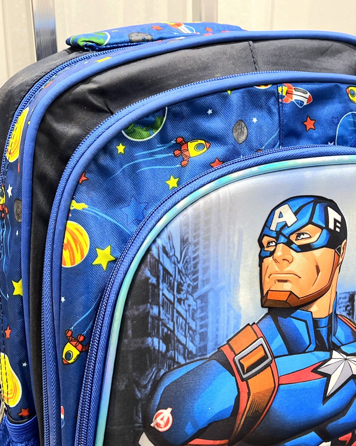 3-in-1 Detachable Trolley Schoolbag Set for Kids – Rolling Backpack with Lunch Bag & Pencil Case - 25-JZ2003-2 Captain