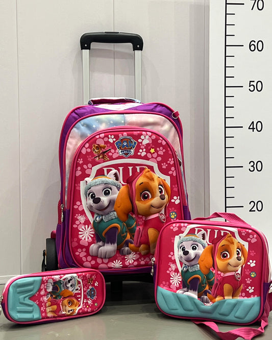 3-in-1 Detachable Trolley Schoolbag Set for Kids – Rolling Backpack with Lunch Bag & Pencil Case - 25-JZ2003-31 Patrol