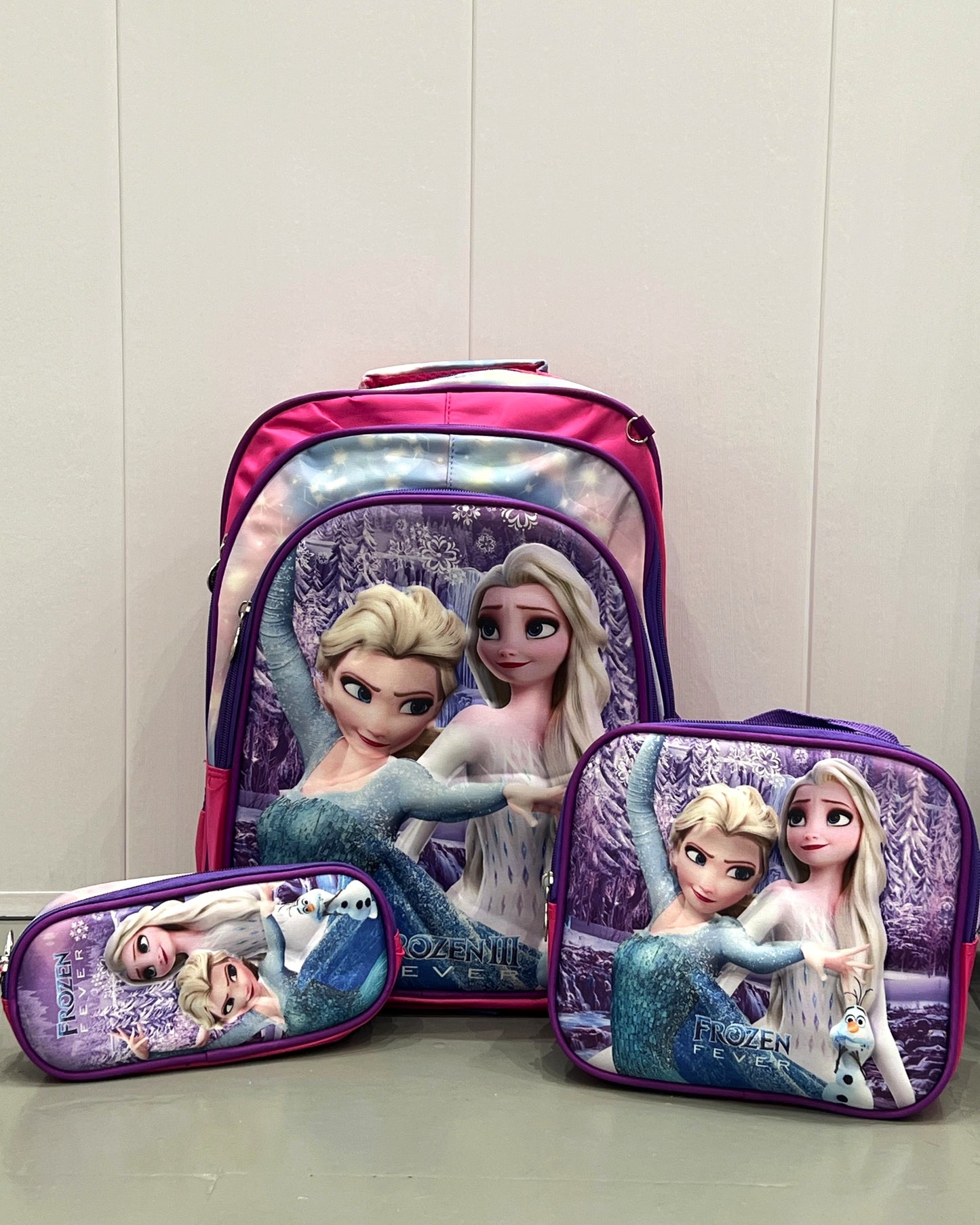 3-in-1 Detachable Trolley Schoolbag Set for Kids – Rolling Backpack with Lunch Bag & Pencil Case - 25-JZ2003-32 Ice Princesses