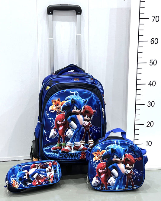 3-in-1 Detachable Trolley Schoolbag Set for Kids – Rolling Backpack with Lunch Bag & Pencil Case - 25-JZ2003-36 Super