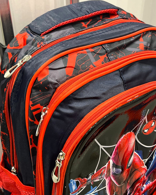 3-in-1 Detachable Trolley Schoolbag Set for Kids – Rolling Backpack with Lunch Bag & Pencil Case - 25-JZ2003-37 Spider