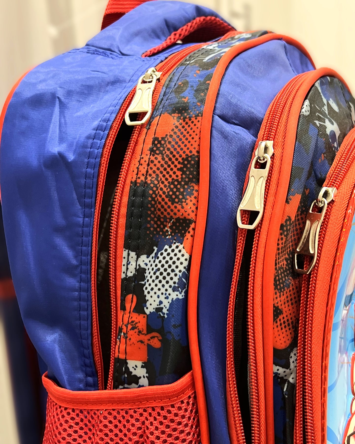 3-in-1 Detachable Trolley Schoolbag Set for Kids – Rolling Backpack with Lunch Bag & Pencil Case - 25-JZ2003-38 Spider Blue