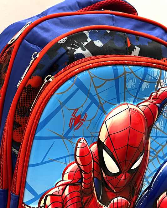 3-in-1 Detachable Trolley Schoolbag Set for Kids – Rolling Backpack with Lunch Bag & Pencil Case - 25-JZ2003-38 Spider Blue