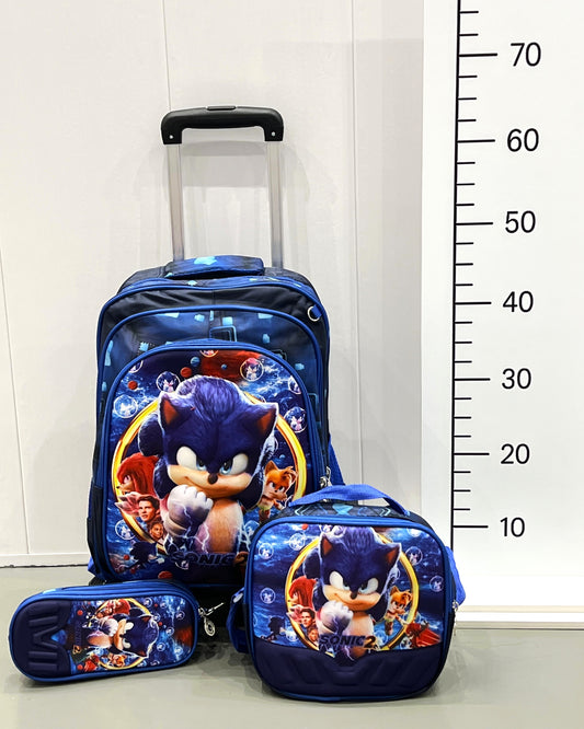 3-in-1 Detachable Trolley Schoolbag Set for Kids – Rolling Backpack with Lunch Bag & Pencil Case - 25-JZ2003-3 Super