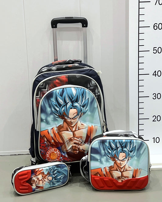 3-in-1 Detachable Trolley Schoolbag Set for Kids – Rolling Backpack with Lunch Bag & Pencil Case - 25-JZ2003-8 Dragon
