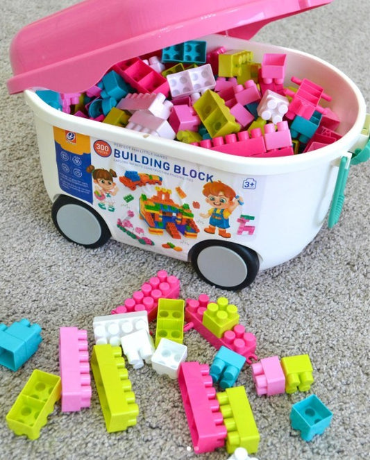 Rolling Building Blocks Play Box – 300pcs (Ages 3+) Pink | C963250 | CityGo