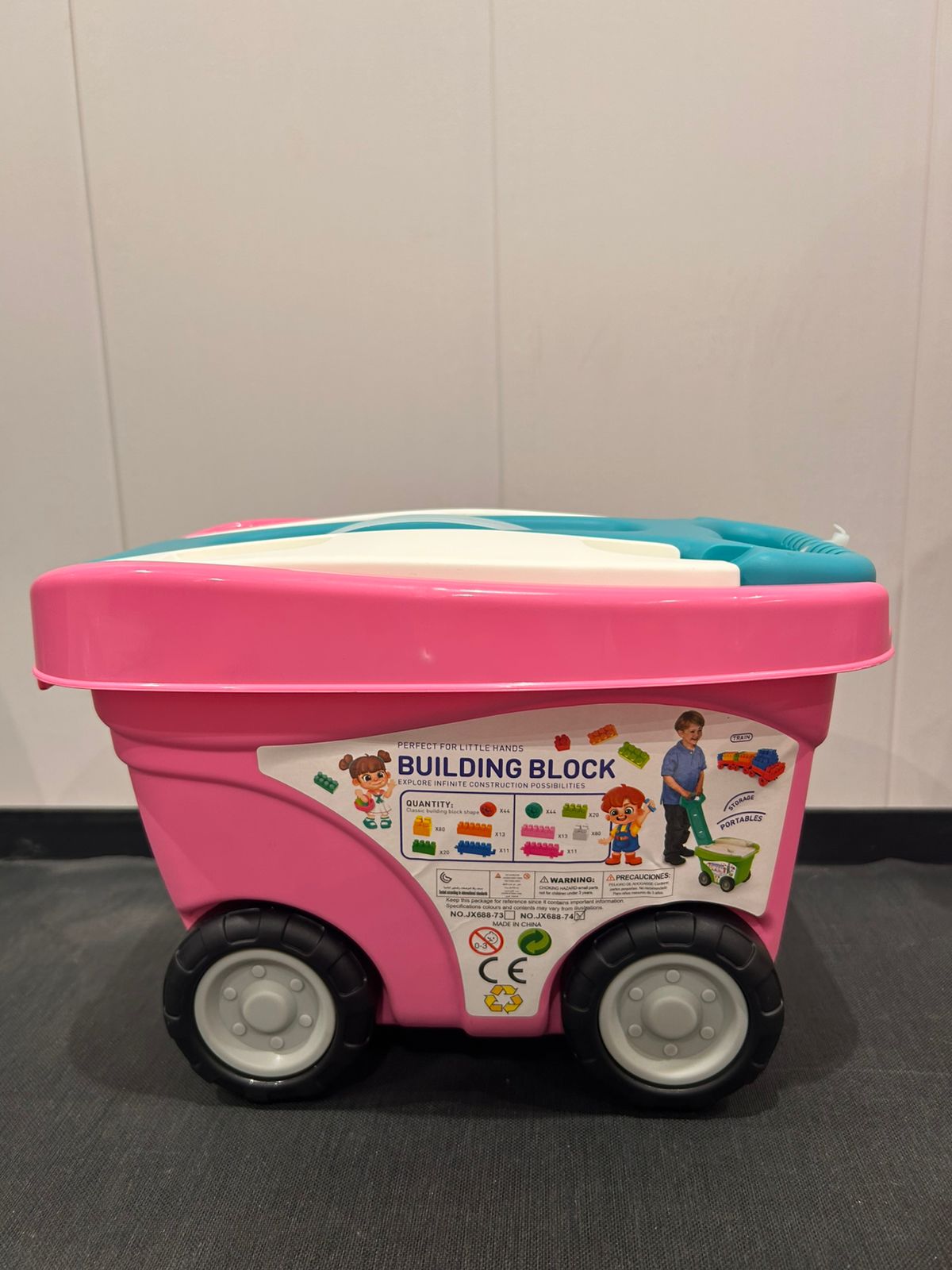 Rolling Building Blocks Trolley 168pcs (Ages 3+) Pink | C963257 | CityGo