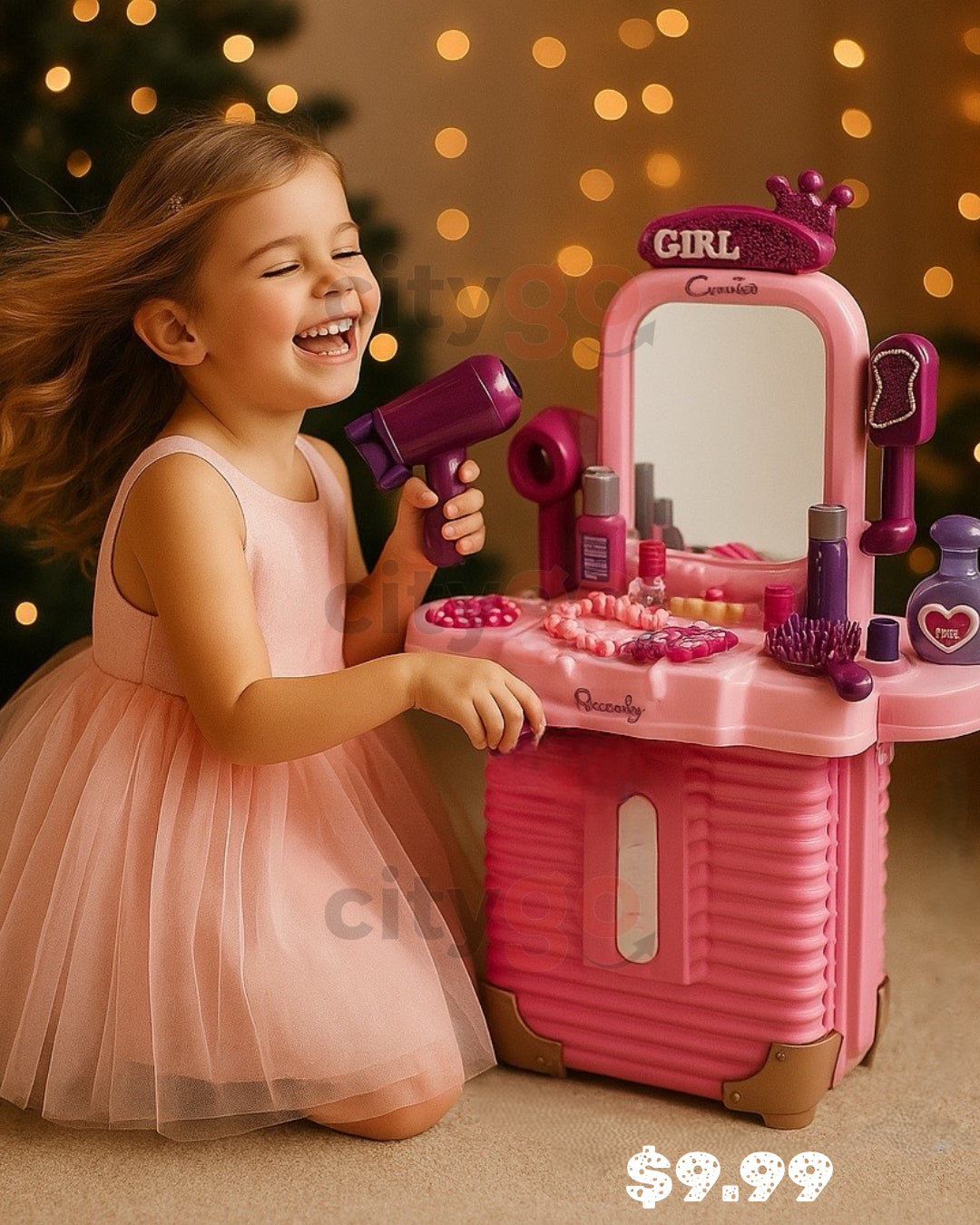 3-in-1 Beauty Vanity Suitcase – Pretend Makeup Playset (Ages 3+) | C995174 | CityGo