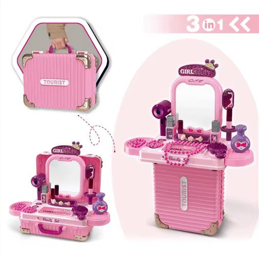 3-in-1 Beauty Vanity Suitcase – Pretend Makeup Playset (Ages 3+) | C995174 | CityGo