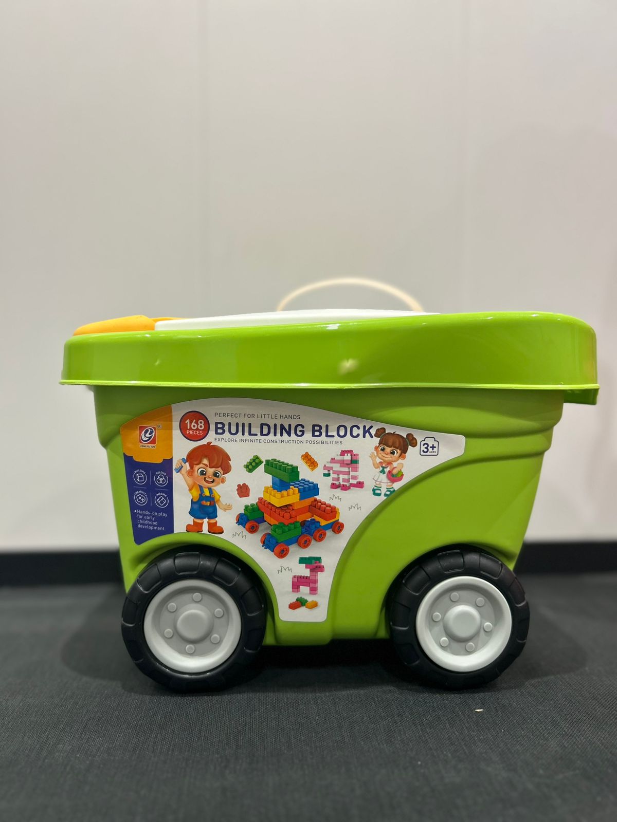 building block trolley toy set with 168 colorful pieces for kids