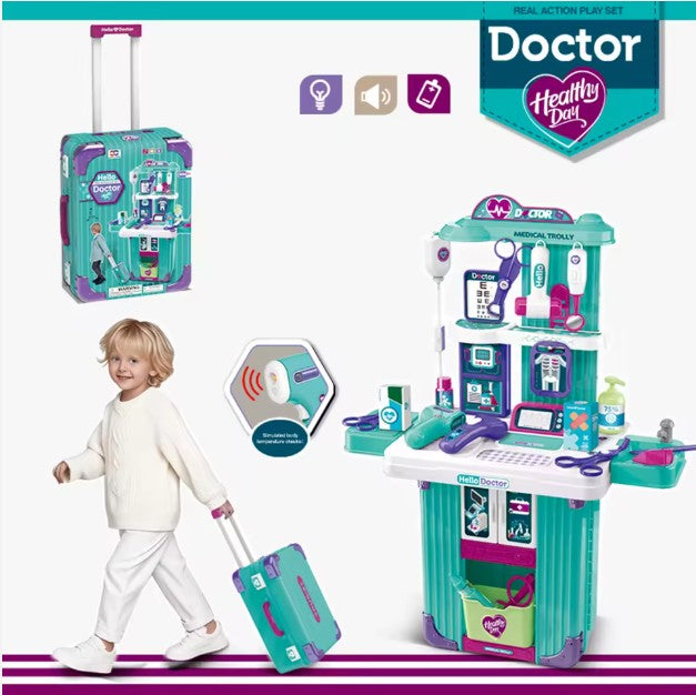 2 in 1 doctor medical suitcase playset for kids with pretend tools