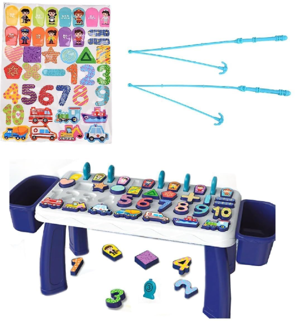 5 in 1 educational fishing table with magnetic rods numbers and shapes
