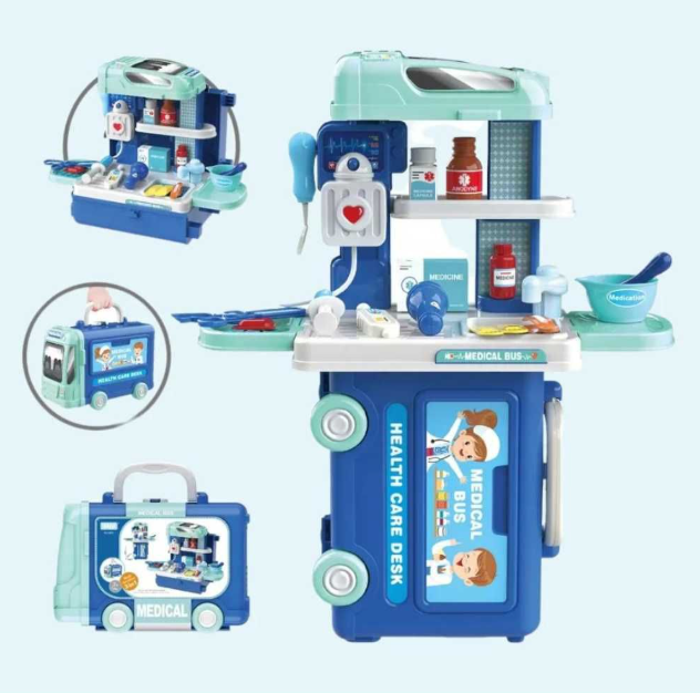 medical bus doctor playset 29 pieces portable case