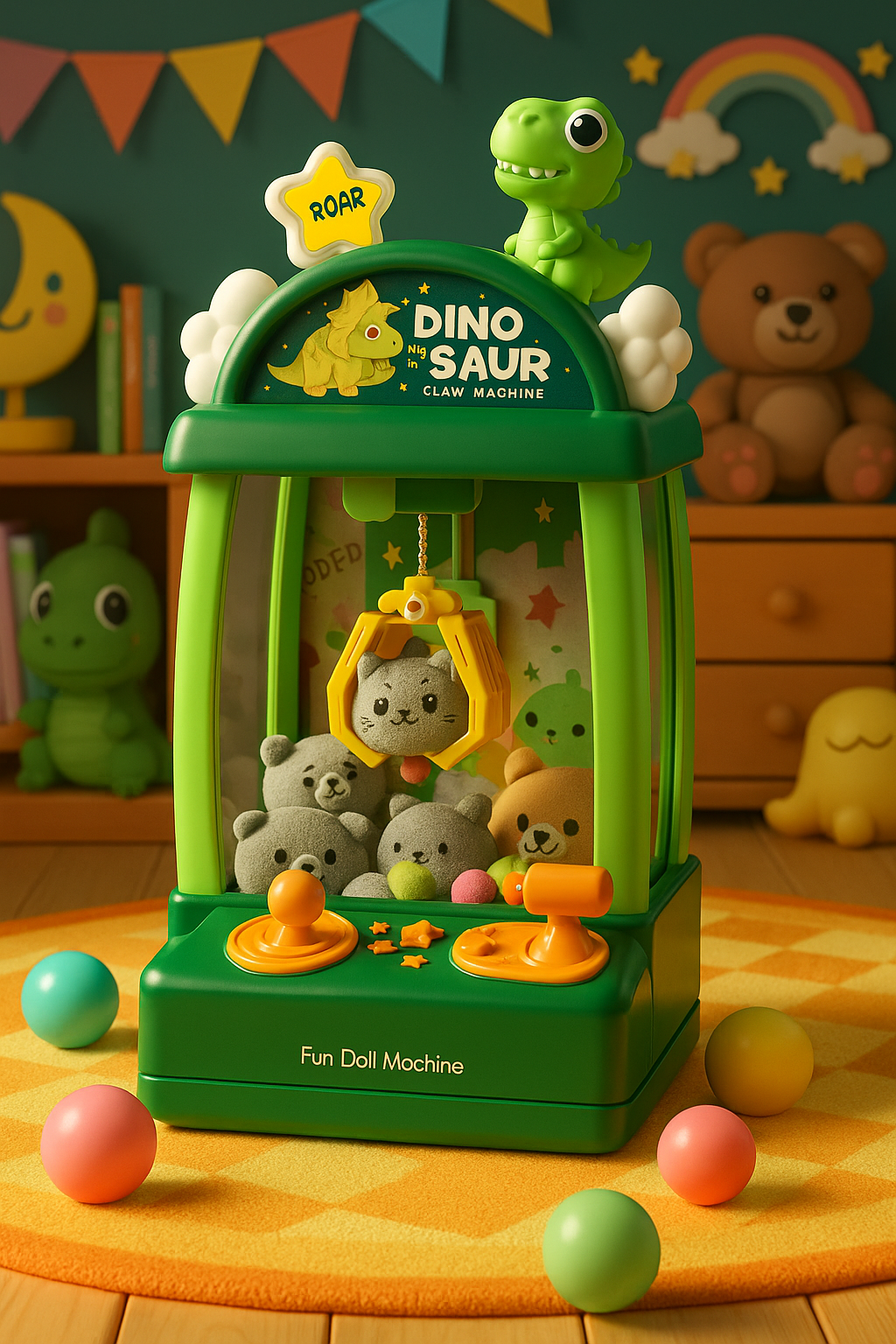 Citygo Mini Claw Machine Dinosaur - Lights & Music Arcade Toy with Plush Dolls - 197790 | CityGo