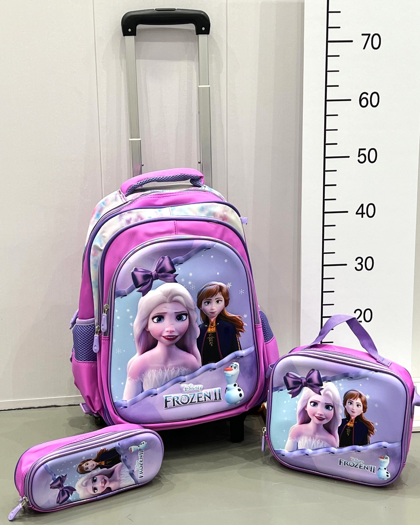 3-in-1 Detachable Trolley Schoolbag Set for Kids – Rolling Backpack with Lunch Bag & Pencil Case - 25-16106-6 Ice Princesses