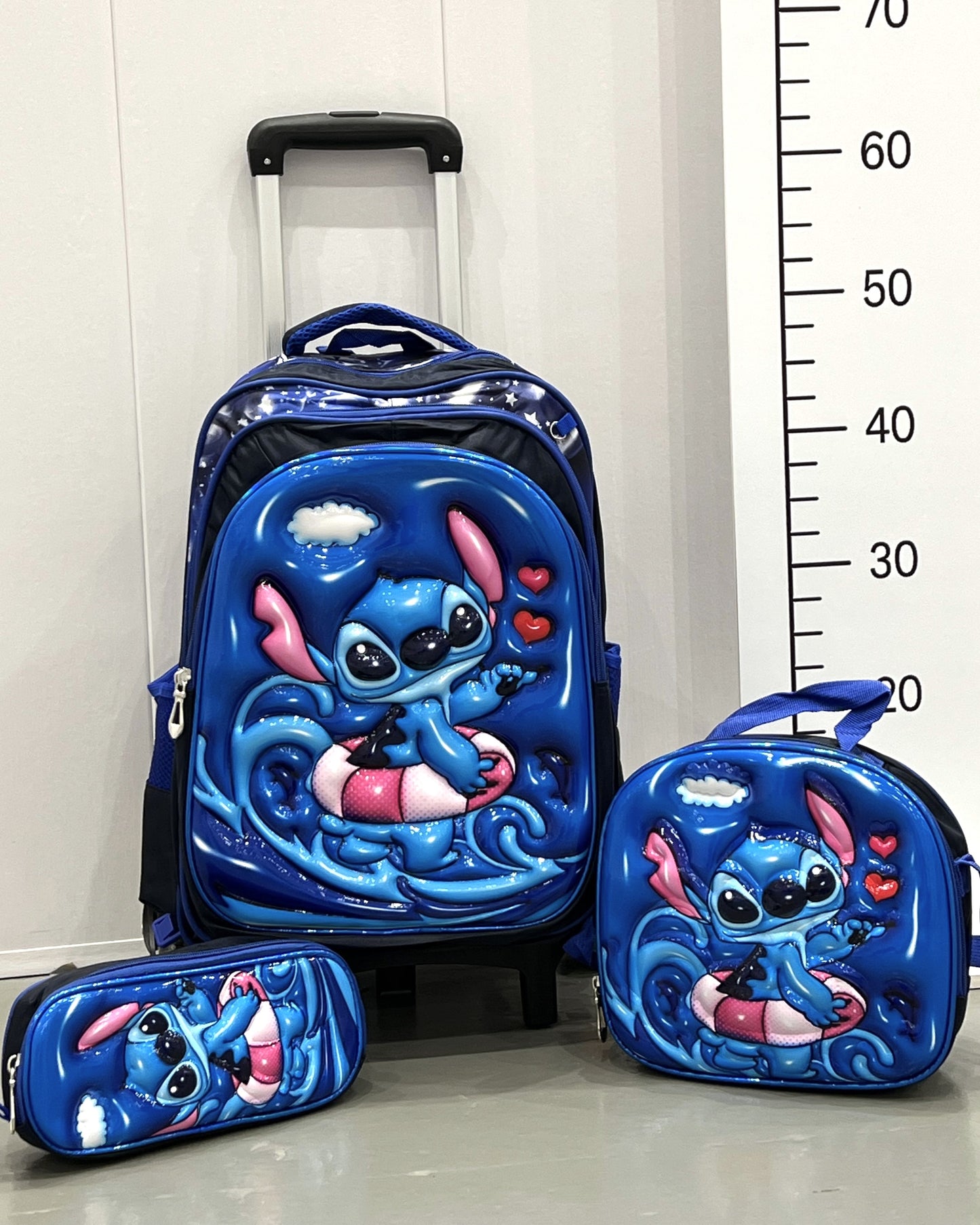 3-in-1 Detachable Trolley Schoolbag Set for Kids – Rolling Backpack with Lunch Bag & Pencil Case - 25-16210-16 Alien Friend