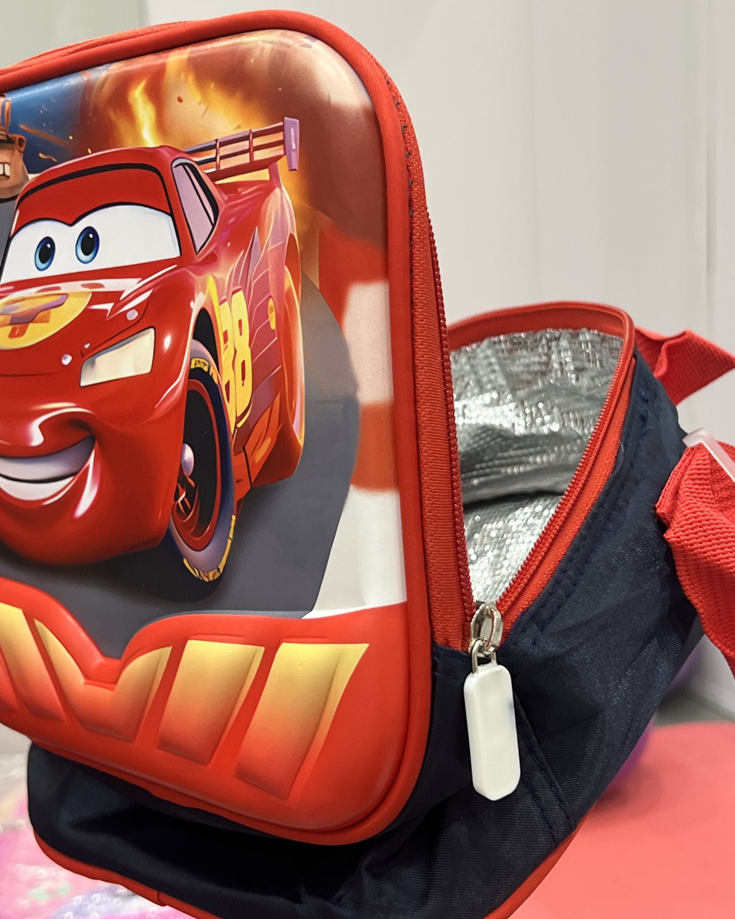 3-in-1 Detachable Trolley Schoolbag Set for Kids – Rolling Backpack with Lunch Bag & Pencil Case - 25-16211-2 Cars