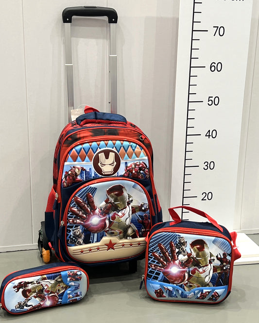 3-in-1 Detachable Trolley Schoolbag Set for Kids – Rolling Backpack with Lunch Bag & Pencil Case - 25-16222-8 Iron