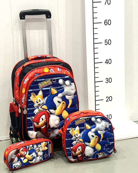 3-in-1 Detachable Trolley Schoolbag Set for Kids – Rolling Backpack with Lunch Bag & Pencil Case - 25-1633-10 Super