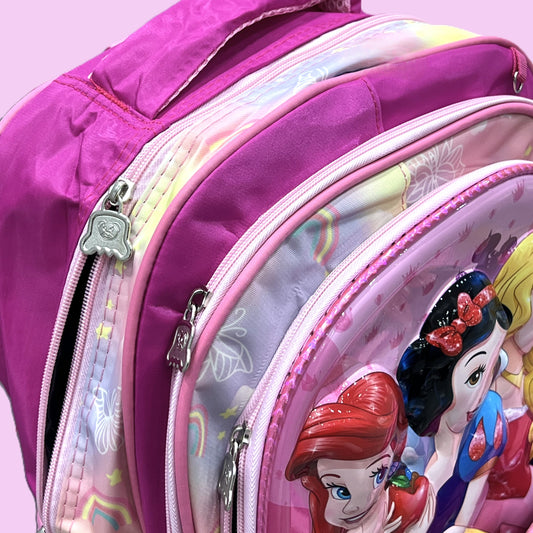 3-in-1 Detachable Trolley Schoolbag Set for Kids – Rolling Backpack with Lunch Bag & Pencil Case - 25-1633-1 Princesses