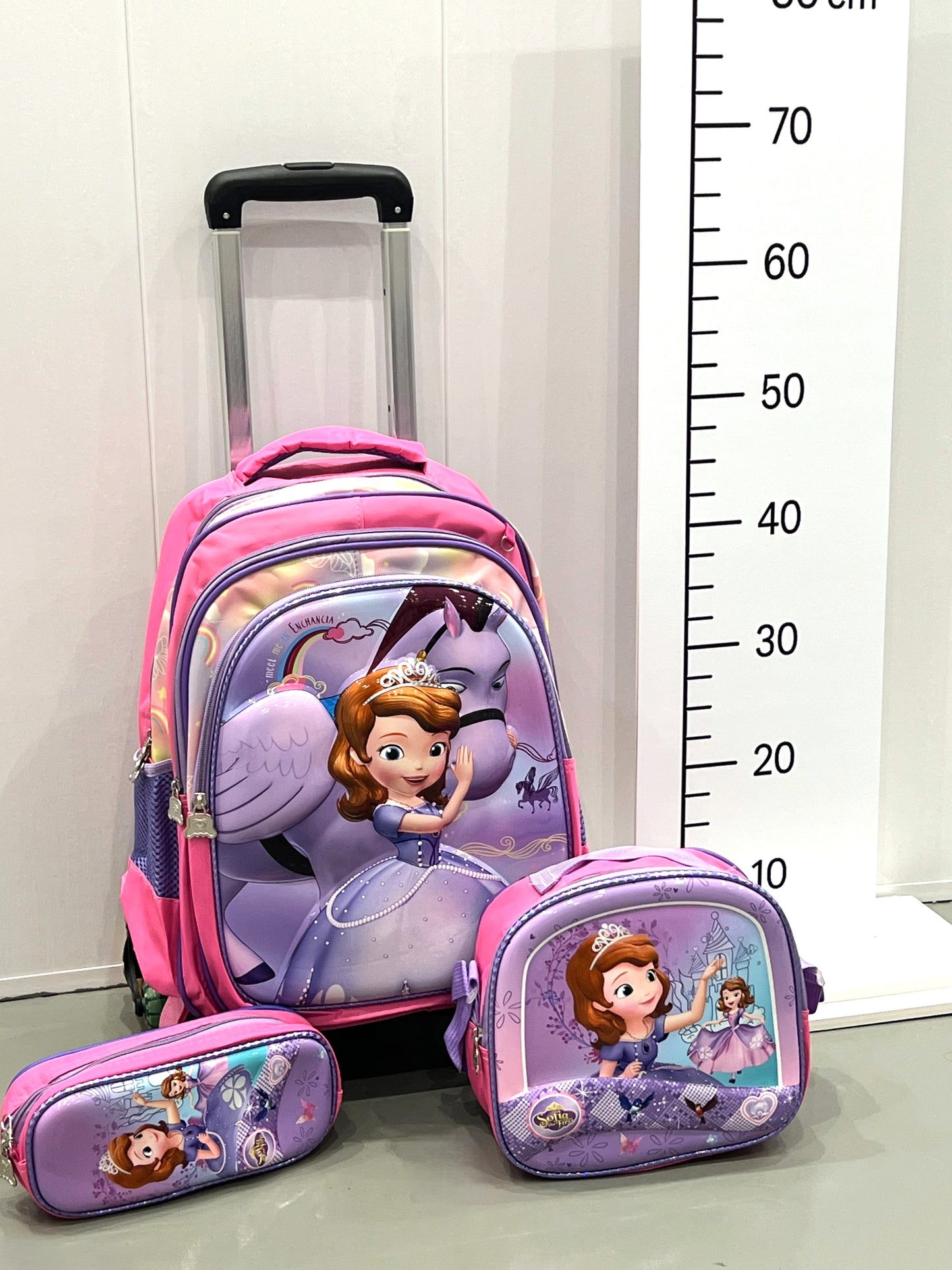 3-in-1 Detachable Trolley Schoolbag Set for Kids – Rolling Backpack with Lunch Bag & Pencil Case - 25-1633-8 Little Princess