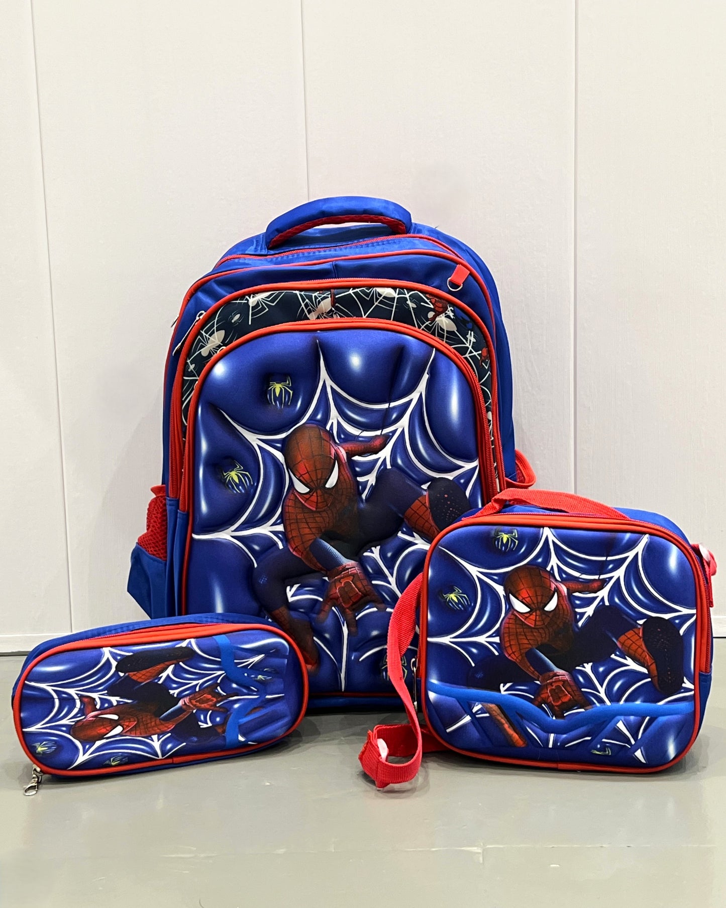 3-in-1 Detachable Trolley Schoolbag Set for Kids – Rolling Backpack with Lunch Bag & Pencil Case - 25-6215-11 Spider