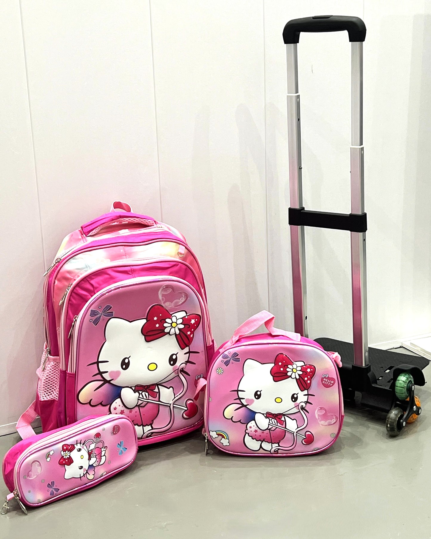 3-in-1 Detachable Trolley Schoolbag Set for Kids – Rolling Backpack with Lunch Bag & Pencil Case - 25-JZ2003-16 Hello