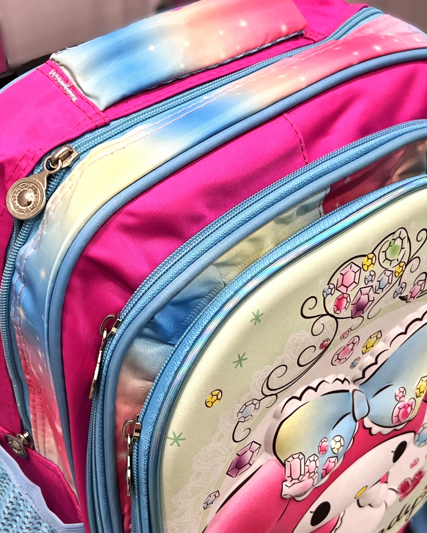 3-in-1 Detachable Trolley Schoolbag Set for Kids – Rolling Backpack with Lunch Bag & Pencil Case - 25-JZ2003-18 Melody