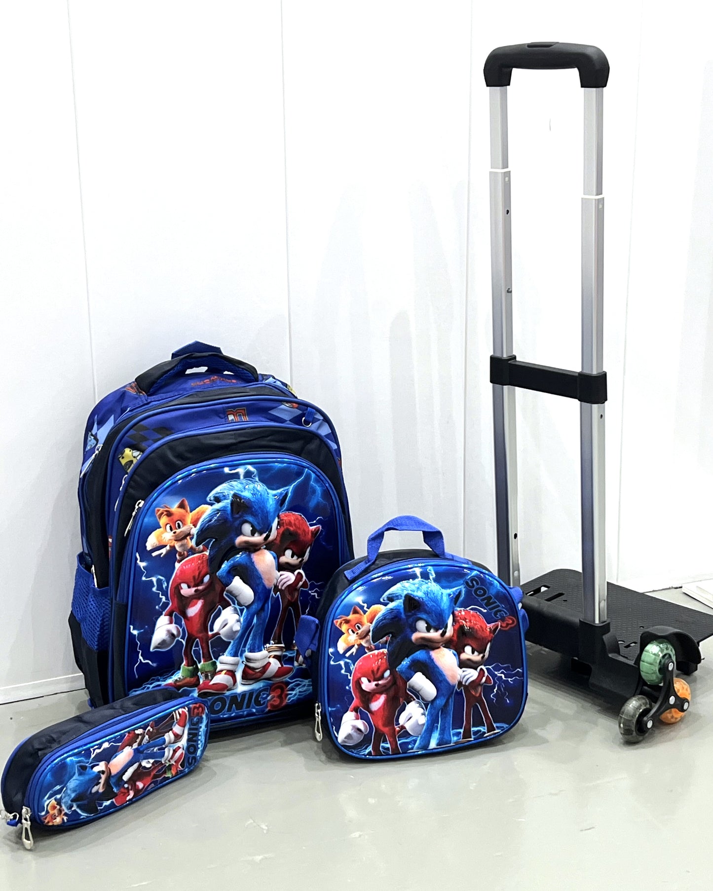 3-in-1 Detachable Trolley Schoolbag Set for Kids – Rolling Backpack with Lunch Bag & Pencil Case - 25-JZ2003-36 Super