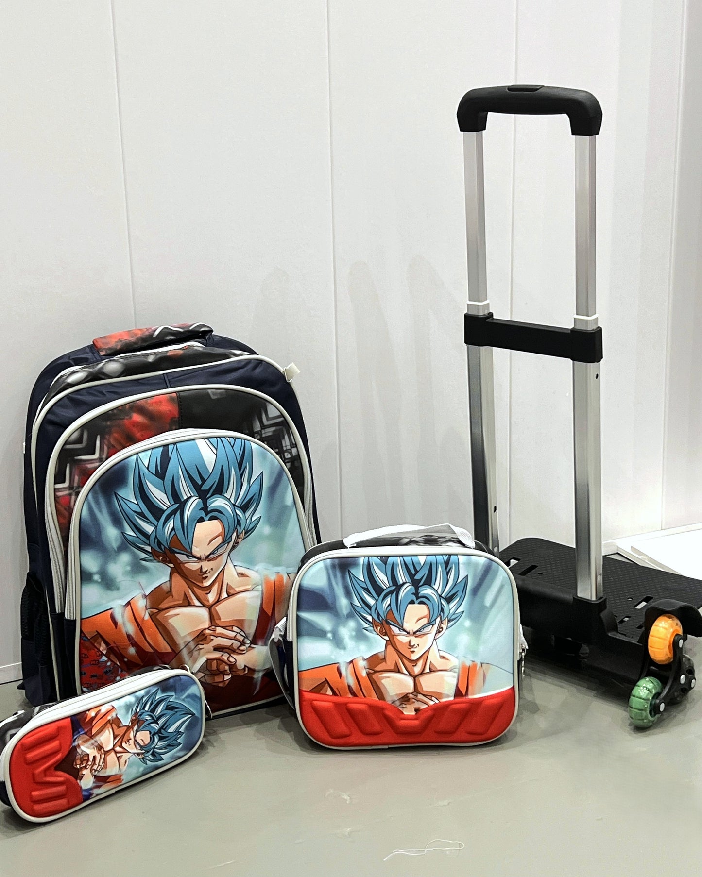 3-in-1 Detachable Trolley Schoolbag Set for Kids – Rolling Backpack with Lunch Bag & Pencil Case - 25-JZ2003-8 Dragon