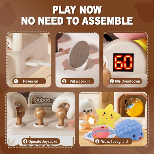 Citygo Mini Claw Machine – Bear Edition | Coin Play, Lights & Music, 60s Timer (Kids Arcade Toy) | C675001 | CityGo