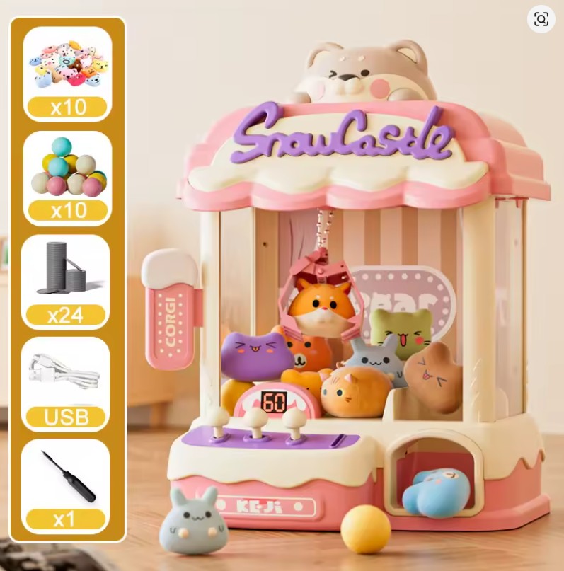 Citygo Mini Claw Machine -SnowCastle Corgi – Music, Lights & Skill Learning for Kids | C675008