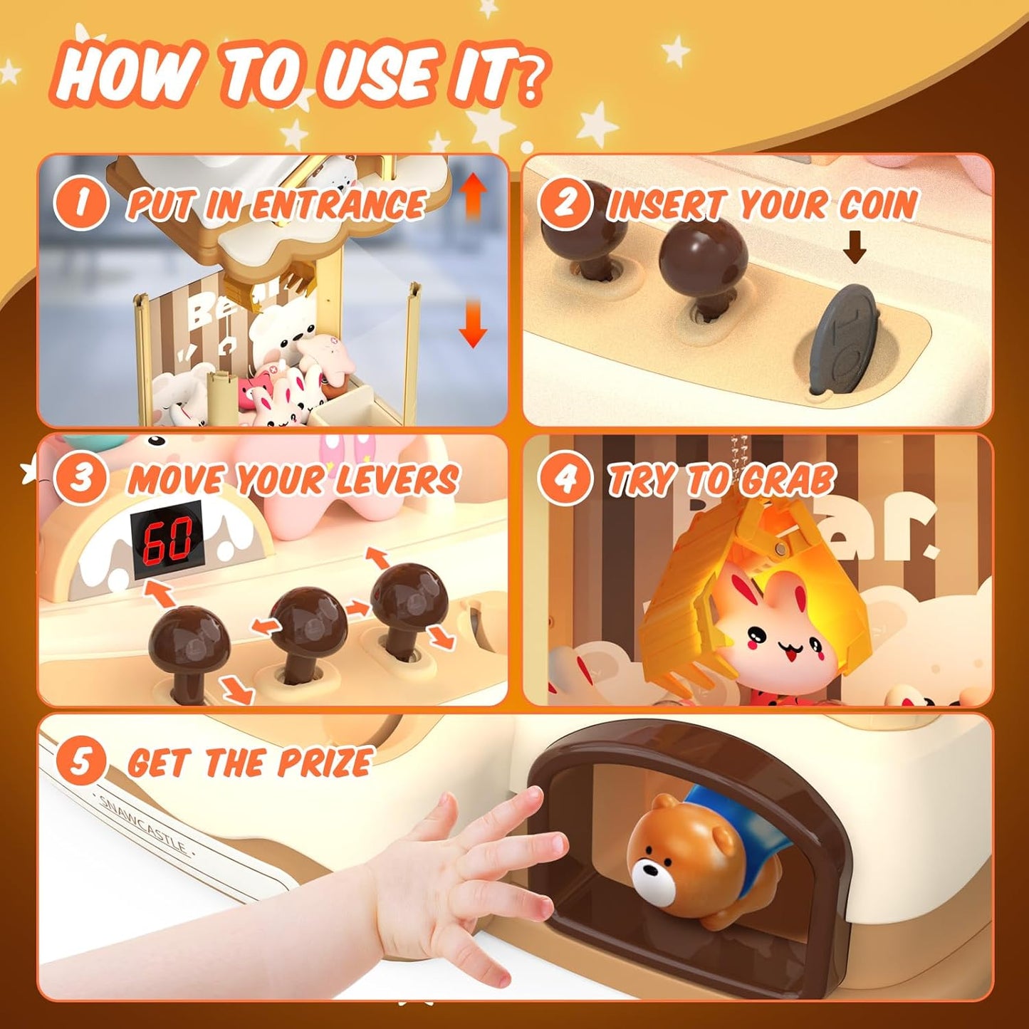 Citygo SnowCastle Bear Snow House Claw Machine – Home Arcade Toy for Kids | C675009