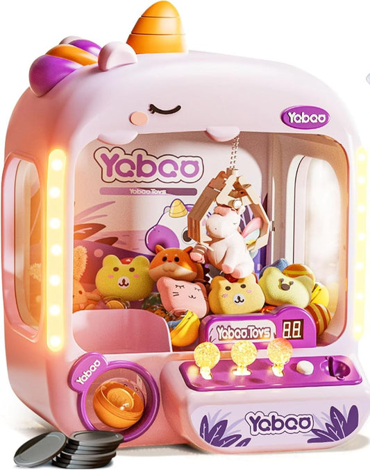 Citygo Mini Claw Machine – Unicorn Edition (Round Model) | Coin Play, Lights & Music Kids Arcade Toy | C675010