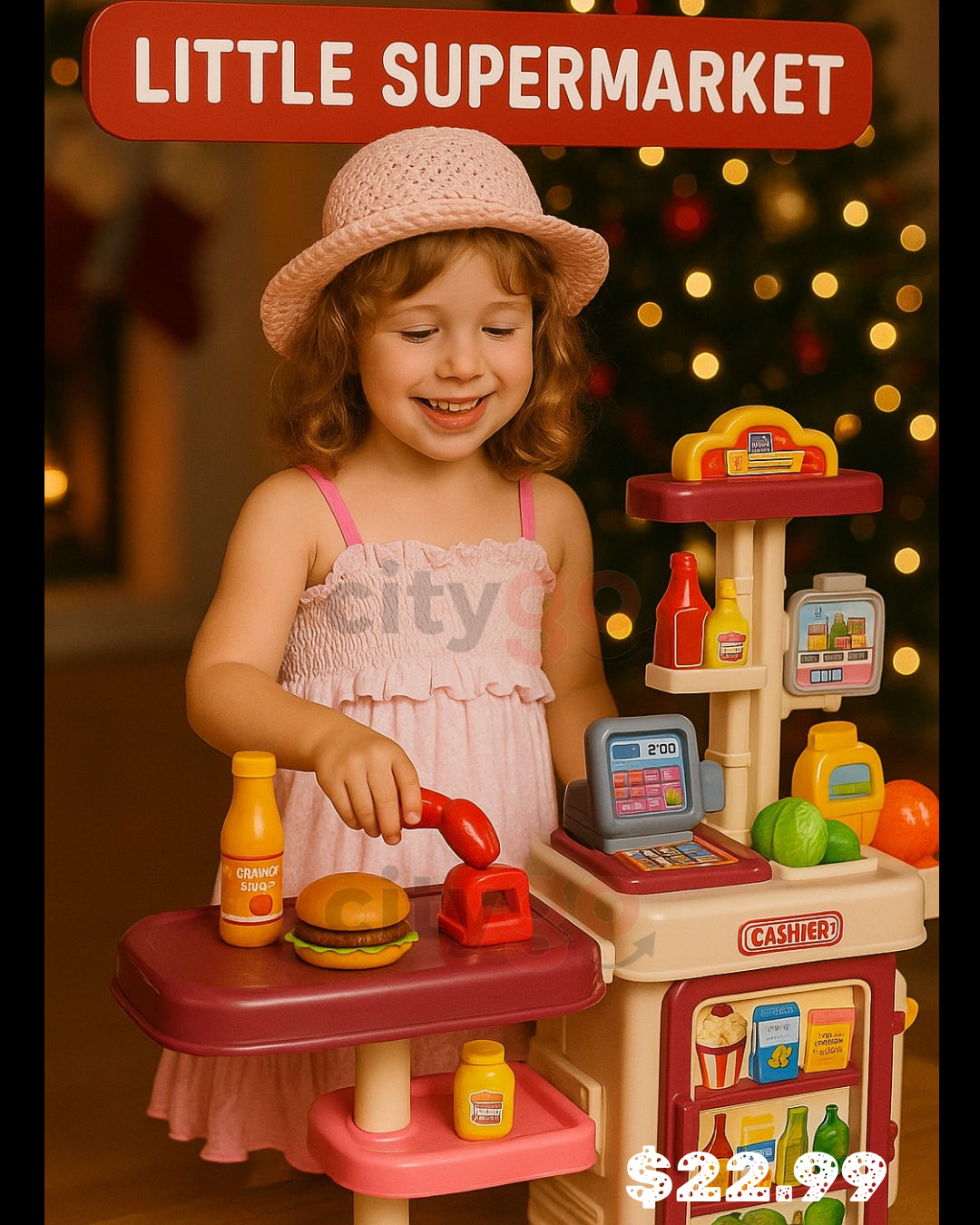Kids Supermarket Playset – Cash Register & 46 Accessories (Ages 3+) | C651882 | CityGo