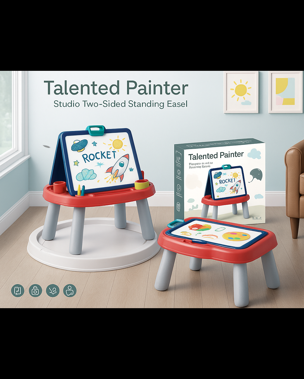 Talented Painter – Portable Two-Sided Standing Easel & Drawing Table with Storage | C937485 | CityGo