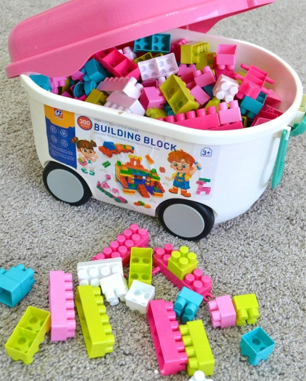 Rolling Building Blocks Play Box – 300pcs (Ages 3+) Pink | C963250 | CityGo