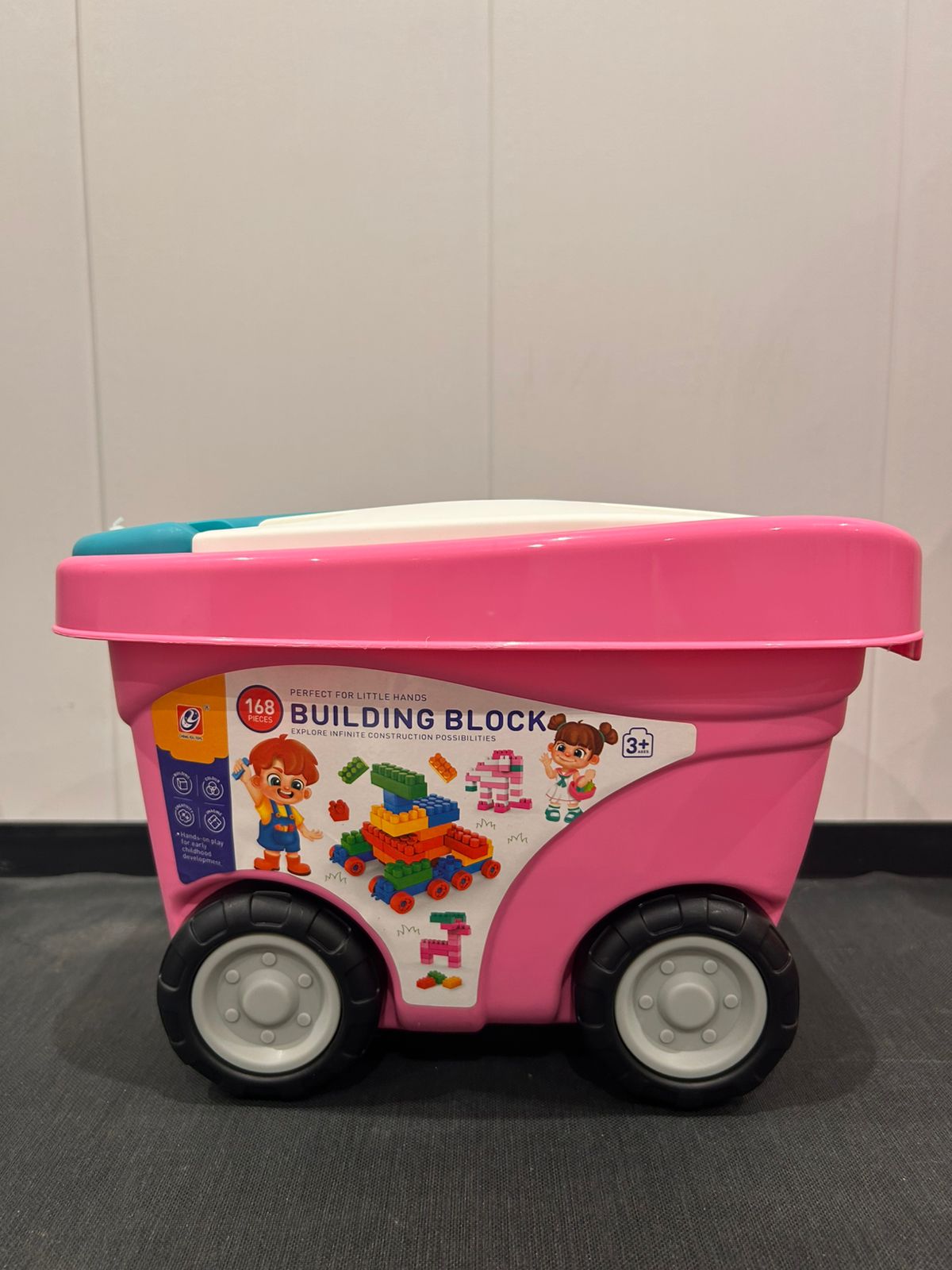 Rolling Building Blocks Trolley 168pcs (Ages 3+) Pink | C963257 | CityGo