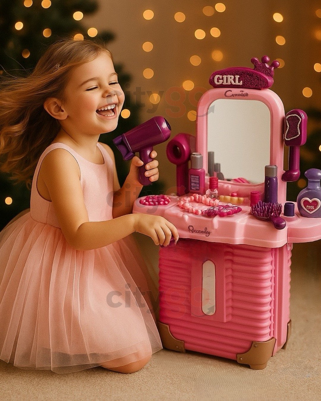 3-in-1 Beauty Vanity Suitcase – Pretend Makeup Playset (Ages 3+) | C995174 | CityGo