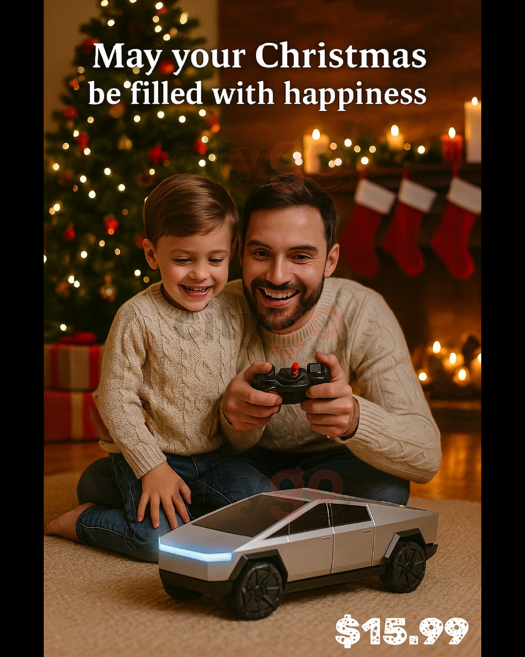 Cybertruck-Style RC Truck – 24.5 cm, 27 MHz Remote & Headlights (Ages 6+) | 202726 | CityGo