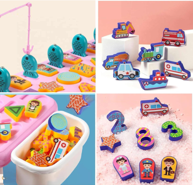 5 in 1 educational fishing table with magnetic rods numbers and shapes