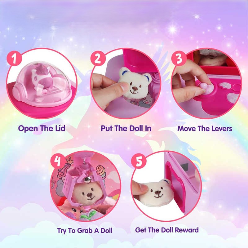 Citygo Mini Unicorn Claw Machine — USB/Battery Powered Arcade Toy with Plush Dolls (20 pcs) - 198901 | CityGo