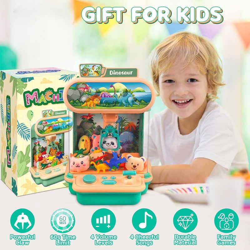 Citygo Mini Dinosaur Claw Machine — USB/Battery Powered Arcade Toy with Plush & Dino Prizes - 198903 Orange | CityGo