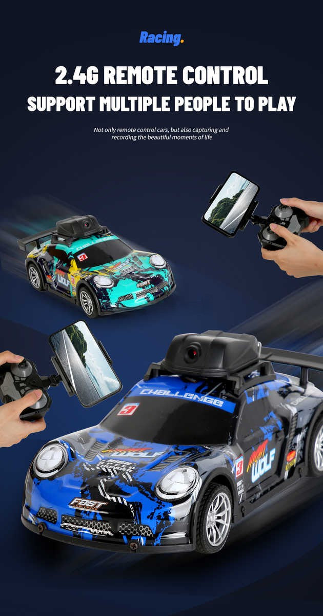FPV racing RC car with onboard camera and 2.4 GHz remote