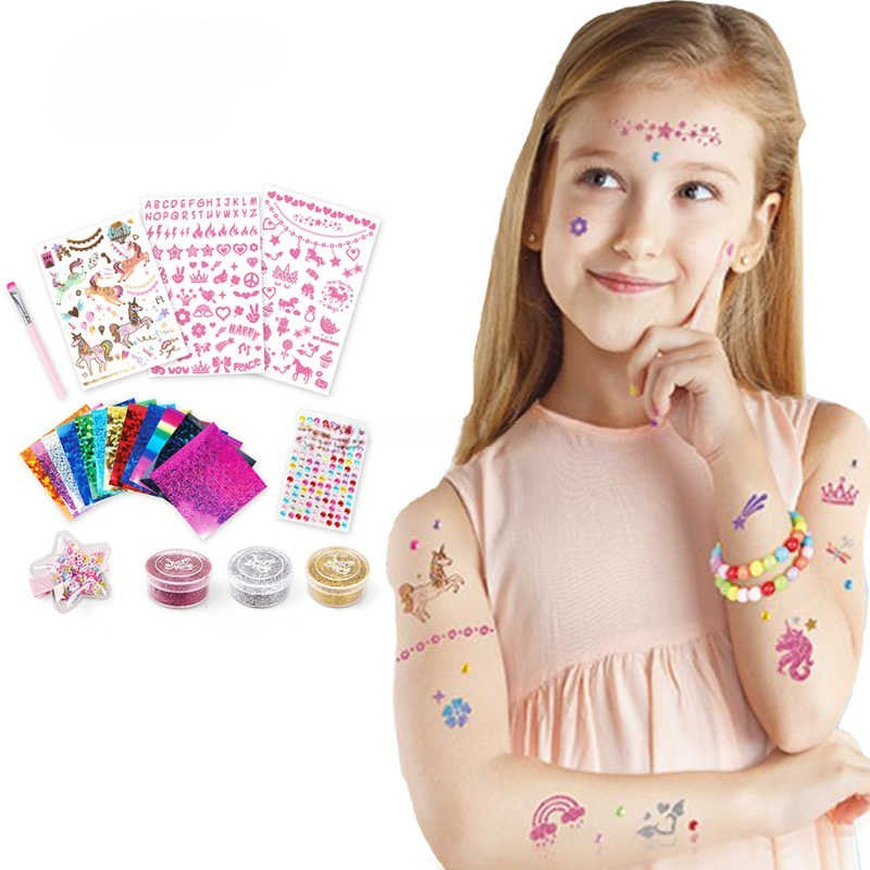 Unicorn Glitter Tattoo Studio – Washable Body Art Kit with Stencils, Glitter & Gems (Ages 6+) | 181711 | CityGo