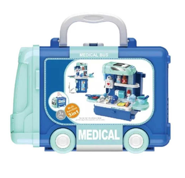 medical bus doctor playset 29 pieces portable case