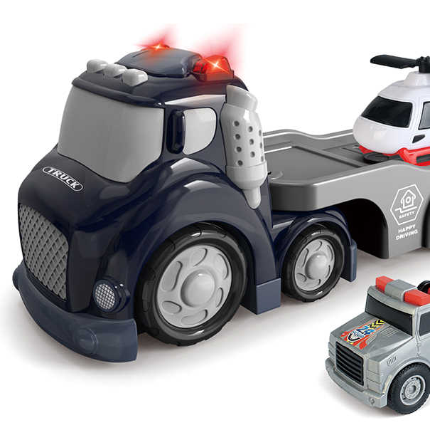 Police 3-in-1 truck playset with tow truck and helicopter, lights and sounds