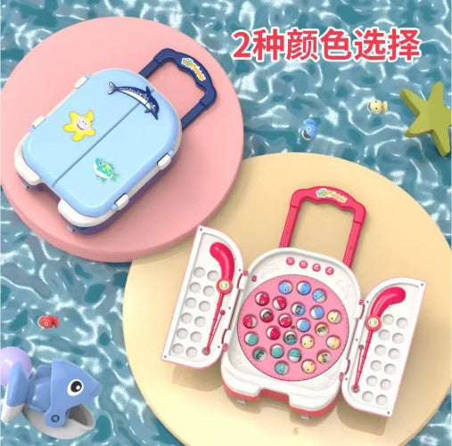 portable magnetic fishing game blue carry case for kids