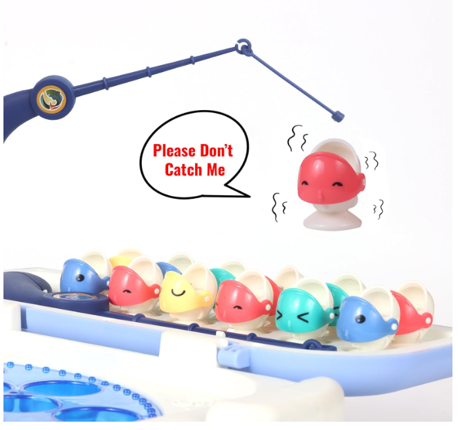 portable magnetic fishing game blue carry case for kids