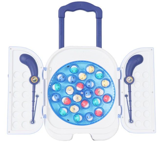 portable magnetic fishing game blue carry case for kids